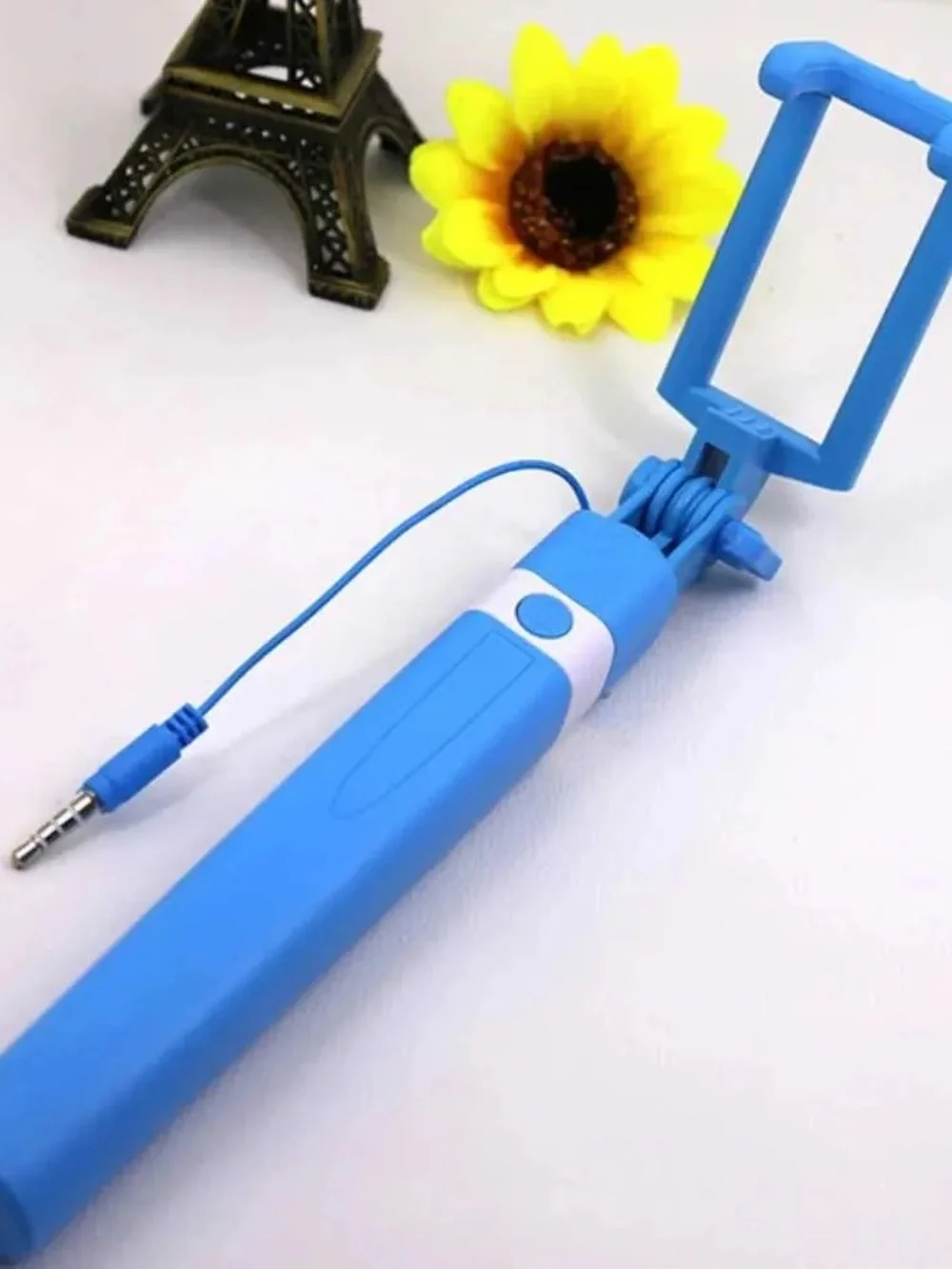iPhone Blue Compact Selfie Stick with Wired Shutter